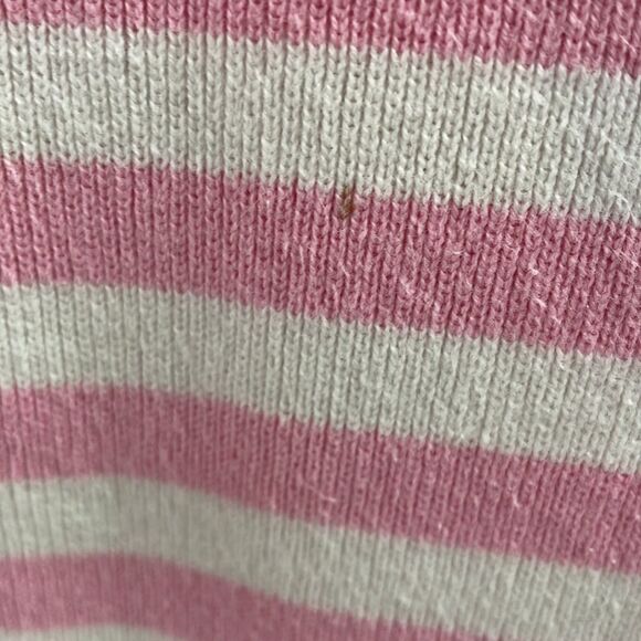 Croft and Barrow Preppy 3/4 Sleeve Sweater Pink and White Striped, Size Large - Picture 7 of 7